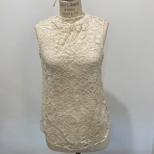 Who What Wear ivory lace sleeveless blouse size XS
